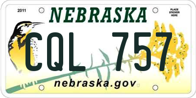 NE license plate CQL757