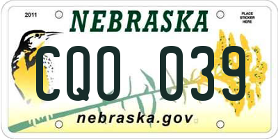NE license plate CQO039