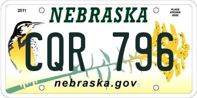 NE license plate CQR796