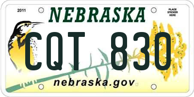 NE license plate CQT830