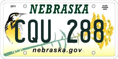 NE license plate CQU288