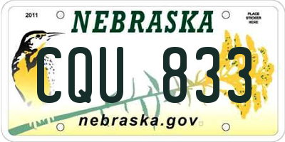 NE license plate CQU833