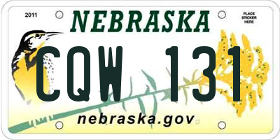 NE license plate CQW131