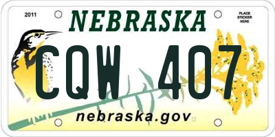 NE license plate CQW407