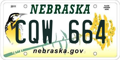 NE license plate CQW664