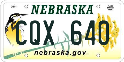 NE license plate CQX640