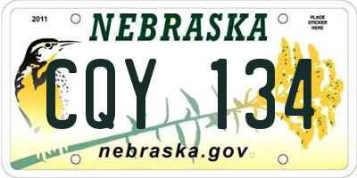 NE license plate CQY134