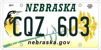 NE license plate CQZ603