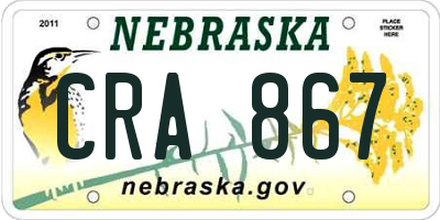 NE license plate CRA867
