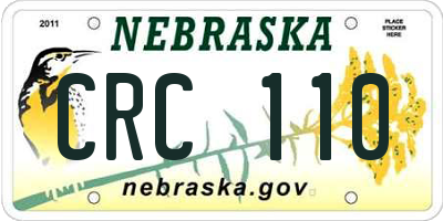 NE license plate CRC110
