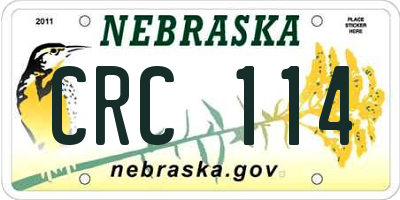 NE license plate CRC114