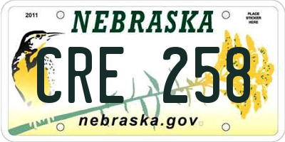 NE license plate CRE258