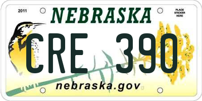 NE license plate CRE390