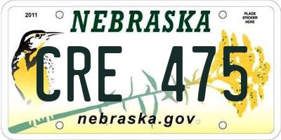 NE license plate CRE475