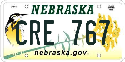 NE license plate CRE767