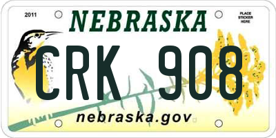 NE license plate CRK908
