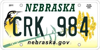 NE license plate CRK984