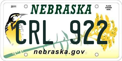NE license plate CRL922