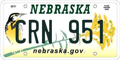 NE license plate CRN951