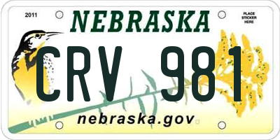NE license plate CRV981