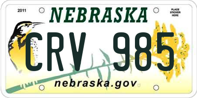 NE license plate CRV985