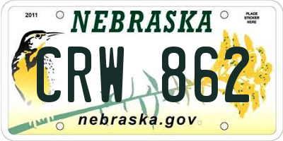 NE license plate CRW862