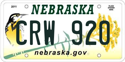 NE license plate CRW920
