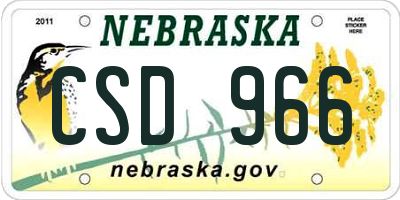 NE license plate CSD966