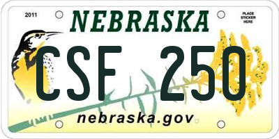 NE license plate CSF250
