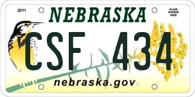 NE license plate CSF434
