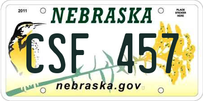 NE license plate CSF457