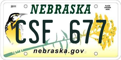 NE license plate CSF677