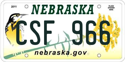 NE license plate CSF966