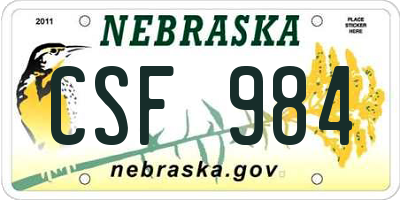 NE license plate CSF984