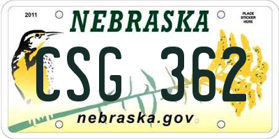 NE license plate CSG362
