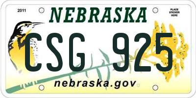 NE license plate CSG925