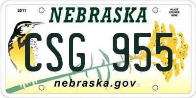 NE license plate CSG955