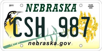 NE license plate CSH987