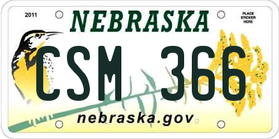 NE license plate CSM366