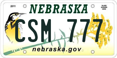 NE license plate CSM777