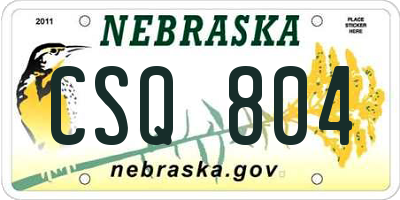 NE license plate CSQ804