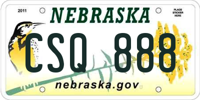 NE license plate CSQ888