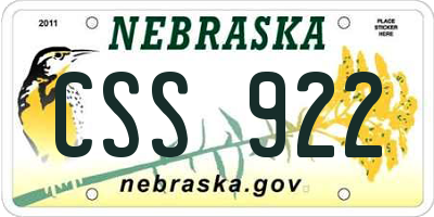 NE license plate CSS922