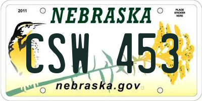 NE license plate CSW453
