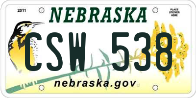 NE license plate CSW538