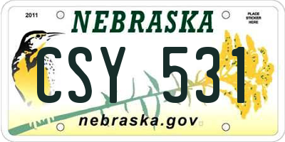 NE license plate CSY531
