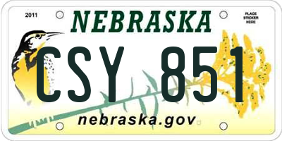 NE license plate CSY851