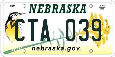 NE license plate CTA039
