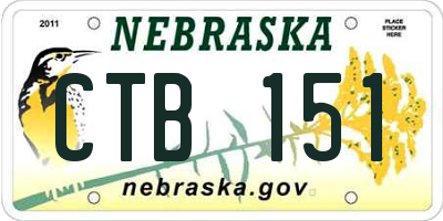 NE license plate CTB151