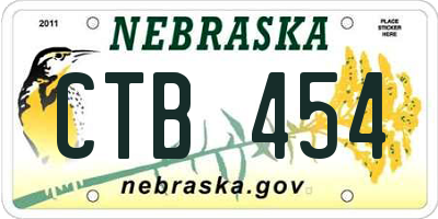 NE license plate CTB454